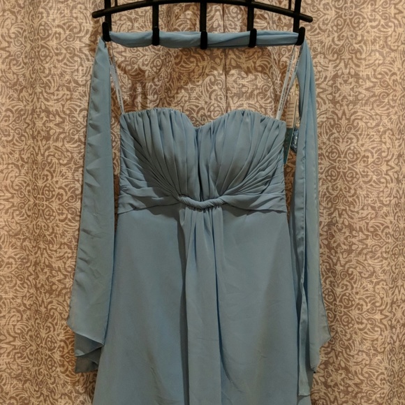 Mori Lee Bridesmaid Dress in Azure - Picture 2 of 4